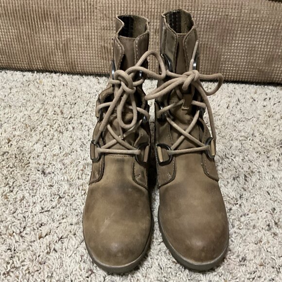 Sorel Womens Joan Of Arctic Wedge II Lace Up Boots Size 6 Elk Suede Waterproof C - Picture 3 of 15